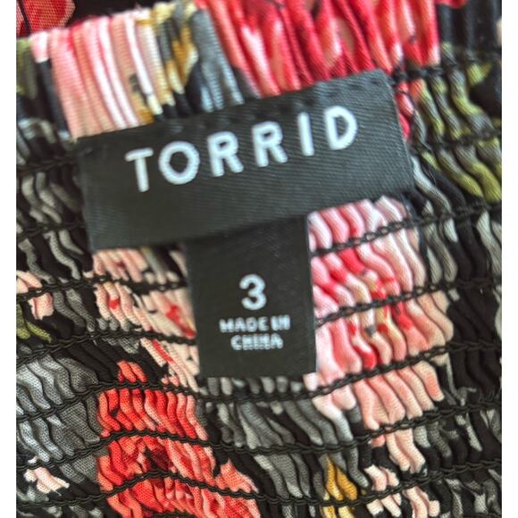 Torrid 3 Dress Skater Poplin Floral Tie Front Cottagecore Coquette Fairycore - Picture 6 of 6